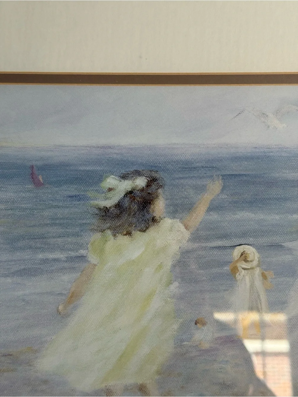 HELENE LEVEILLEE FRAMED ART PRINT ON VACATION AT LAST GIRLS BEACH SEAGULLS